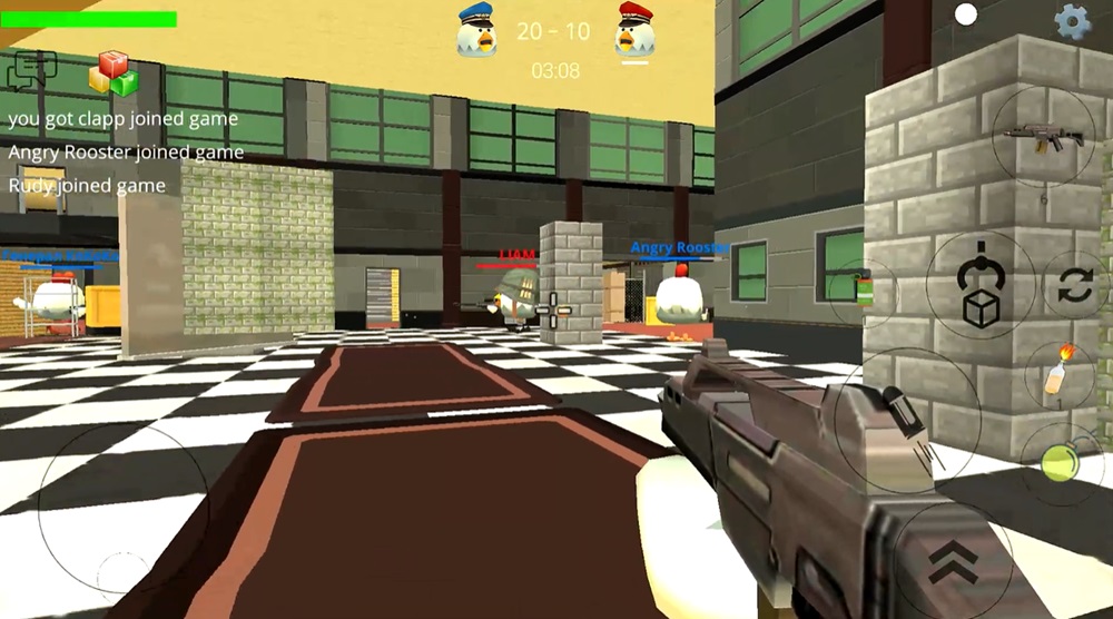 Chiến đấu với những kẻ địch khác và kết liễu mục tiêu trong Chicken Gun MOD APK.