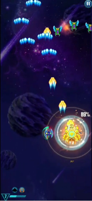 Shoot enemies in the game Galaxy Attack Alien Shooter MOD APK