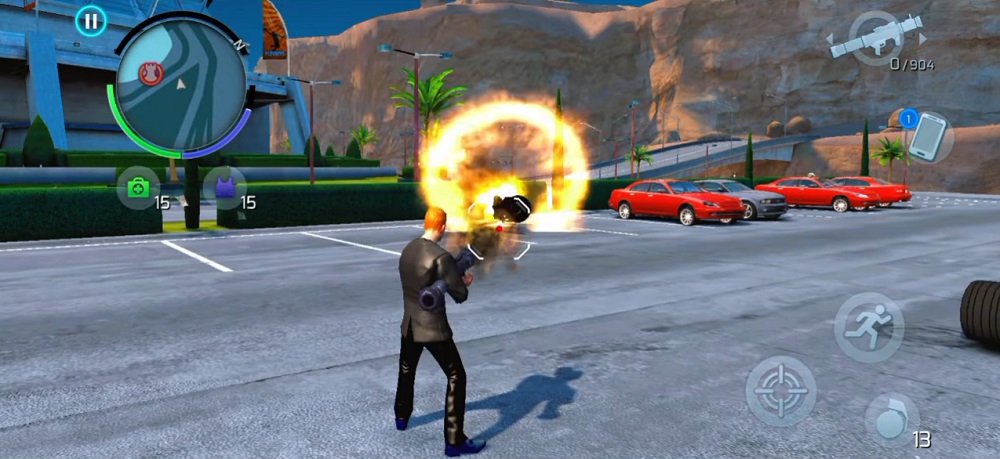 Làm loạn đường phố với vũ khí hạng nặng trong tay ở Gangstar Vegas MOD APK