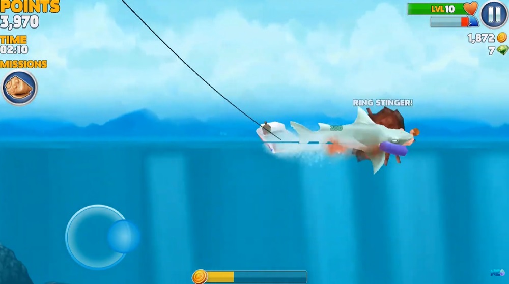 Premium bait helps restore health quickly in Hungry Shark Evolution MOD APK.