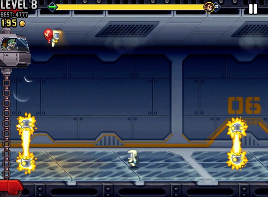 Fight against the evil wizard in Jetpack Joyride MOD APK.