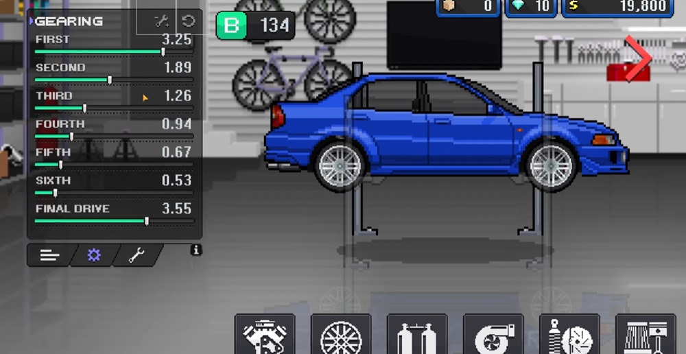 Create and customize your car in Pixel Car Racer MOD APK