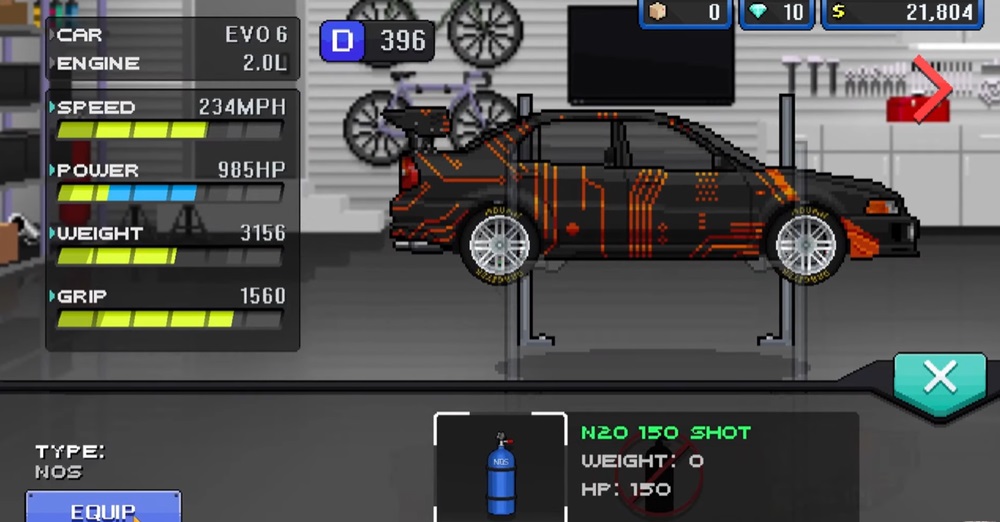 Install parts to upgrade your car in Pixel Car Racer MOD APK
Rare items in Pixel Car Racer MOD APK