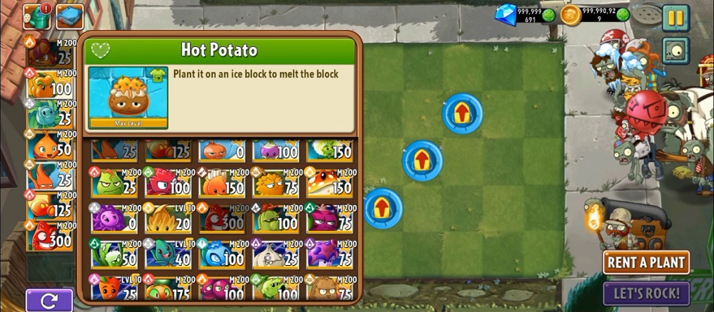 Special plants are selected before the battle in Plants Vs Zombies 2 MOD APK