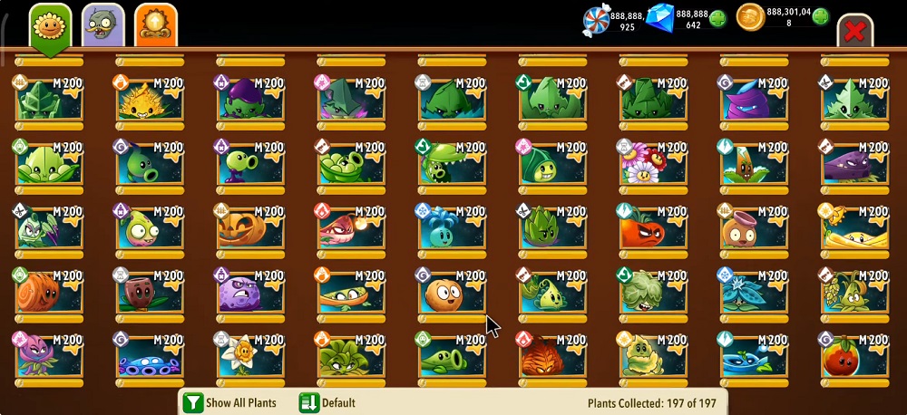 Plants in Plants Vs Zombies 2 MOD APK