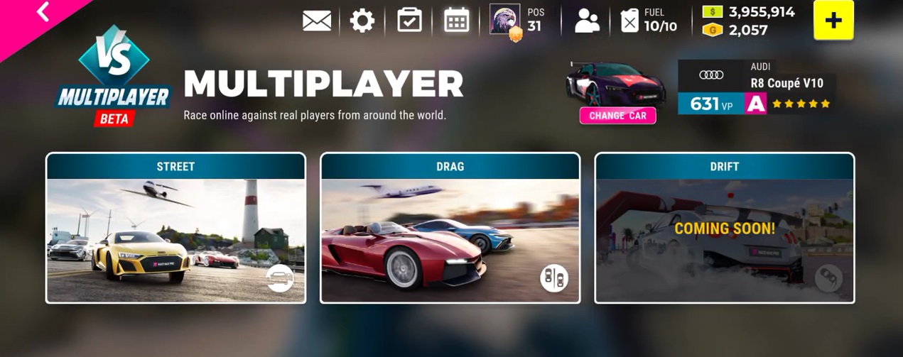 Different game modes, compete with different racers in Race Max Pro MOD APK