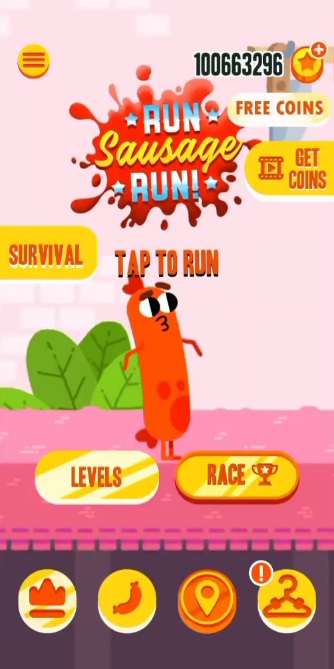 Main interface of Run Sausage Run MOD APK