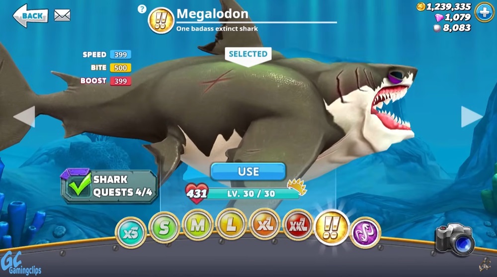 Upgrade the giant prehistoric shark in Hungry Shark Evolution MOD APK.