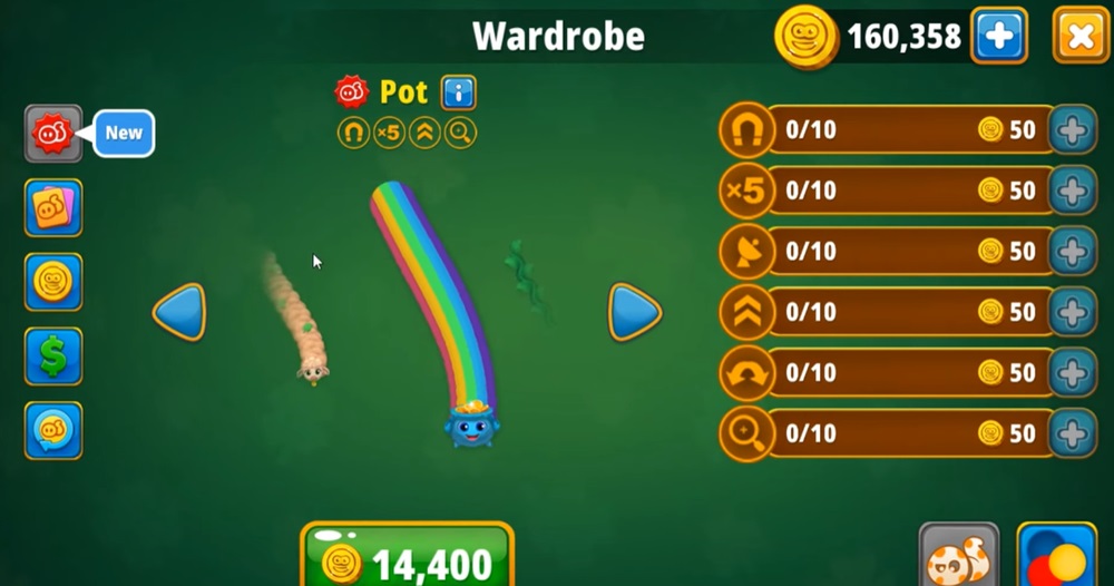 Choose for yourself a gorgeous skin in Worms Zone .io MOD APK