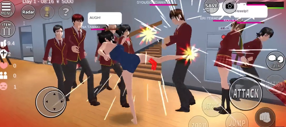 Make enemies, fight with other characters in SAKURA School Simulator MOD APK