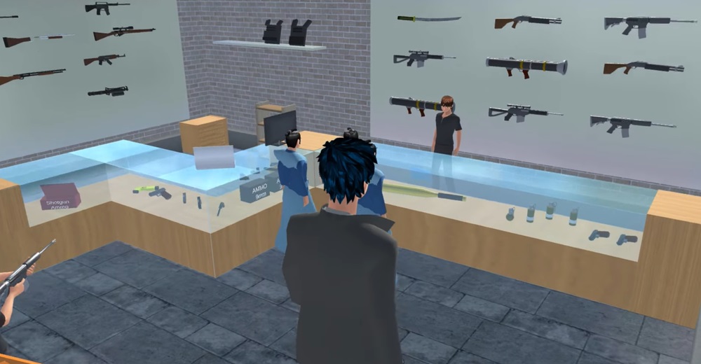 YAKUZA room where weapons are sold in SAKURA School Simulator MOD APK