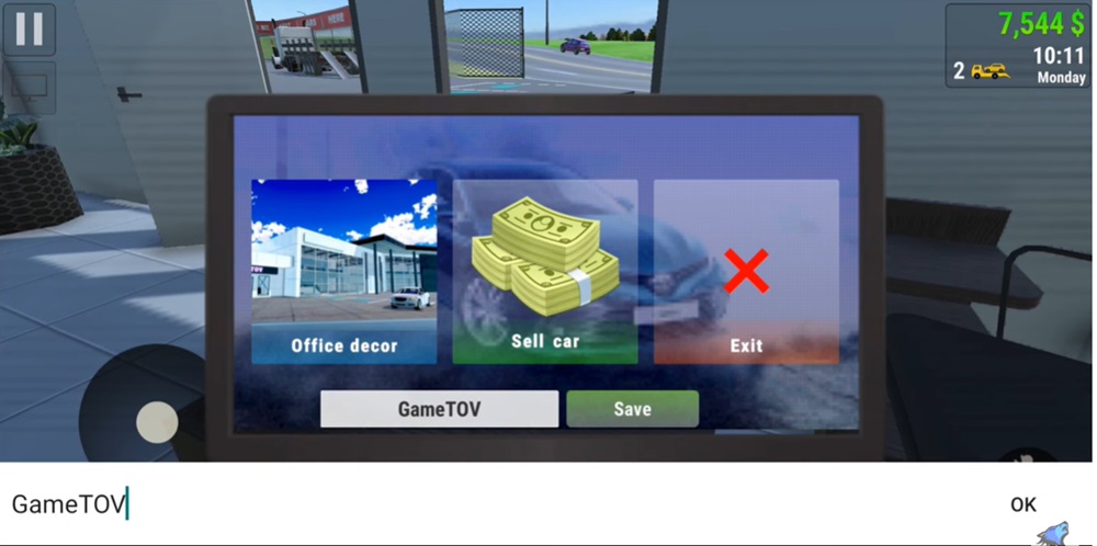 Name your car dealership in CAR Trader Simulator 2024 MOD APK