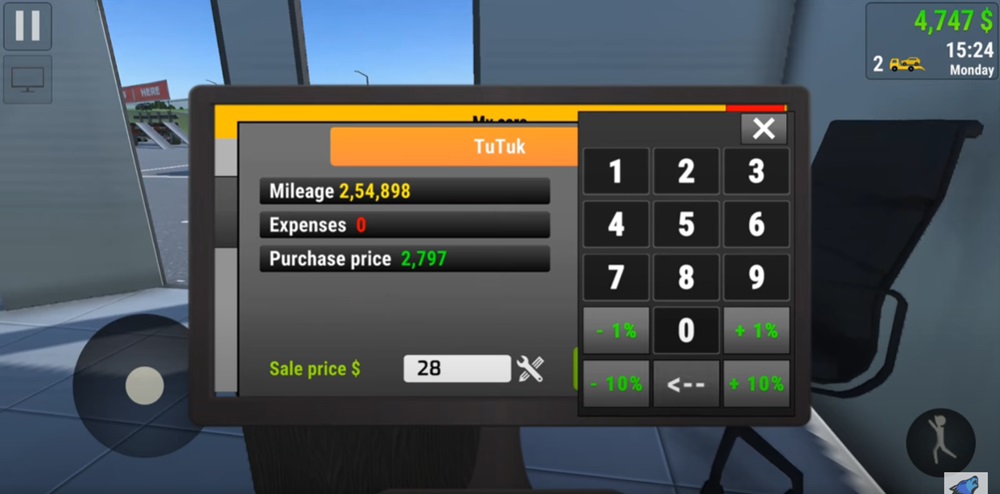 Choose the price you want to sell your car for in CAR Trader Simulator 2024 MOD APK