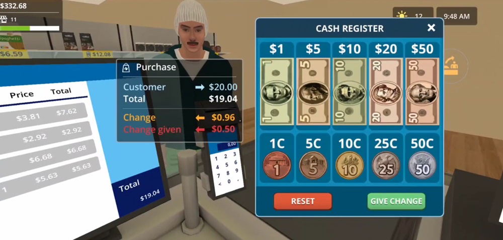 Be a cashier to pay customers in City Shop Simulator MOD APK