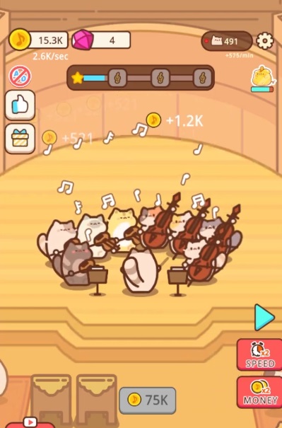 Play music with cats in Idle Cat Live Concert MOD APK