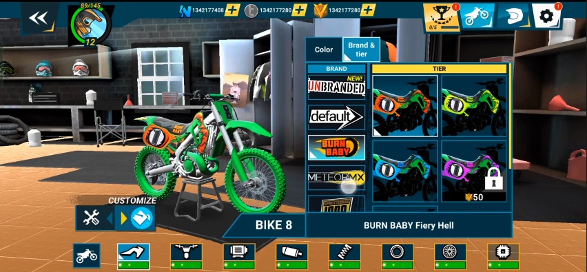 Customize your car by parts in Mad Skills Motocross 3 MOD APK