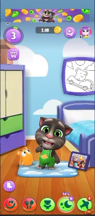 Know if Tom is hungry or wants to hang out by looking at the icon below the screen in My Talking Tom 2