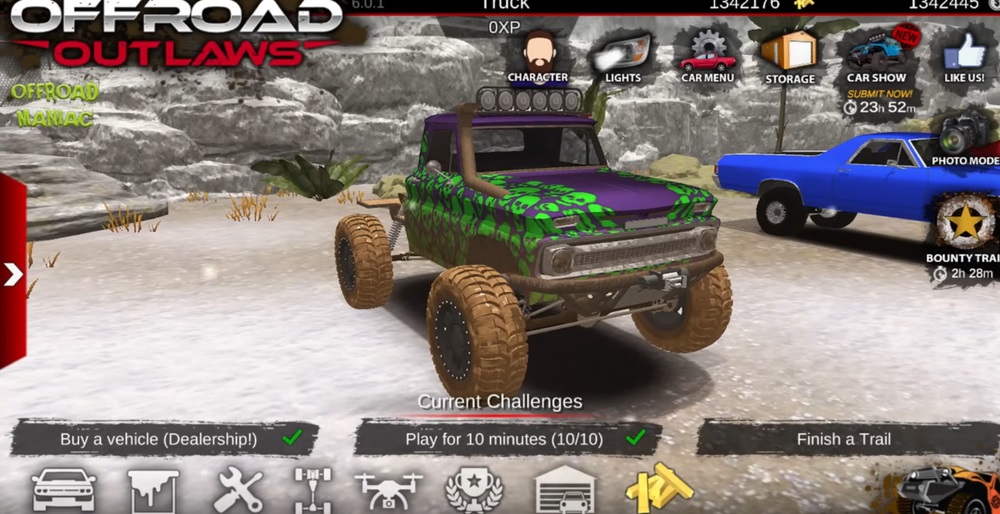 Đa dạng các mẫu mã xe trong Offroad Outlaws MOD APK 