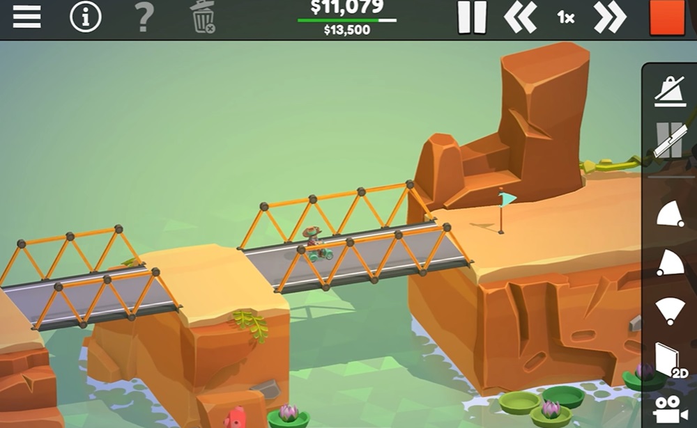 Thử nghiệm cho xe máy chạy qua trong Poly Bridge 3 MOD APK