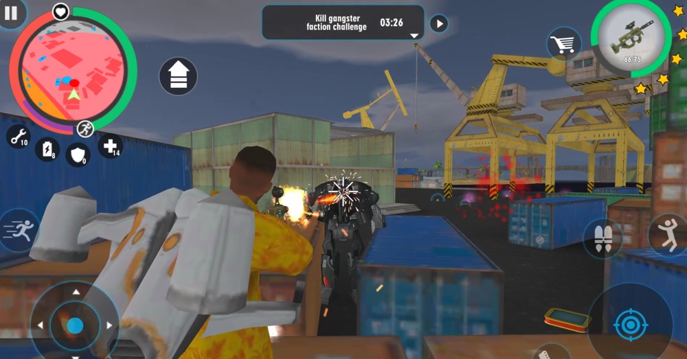 Challenge fighting with destructive robots in Real Gangster Crime MOD APK