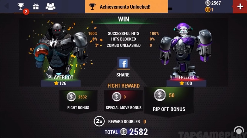 Thu thập tiền thưởng sau mỗi chiến thắng trong Real Steel Boxing Champions MOD APK