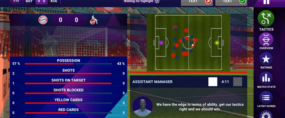 Stay out of the game and watch in Soccer Manager 2025 MOD APK