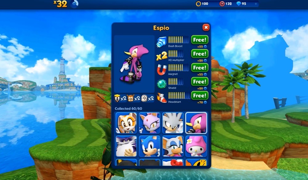 Characters With Different Special Abilities In Sonic Dash MOD APK