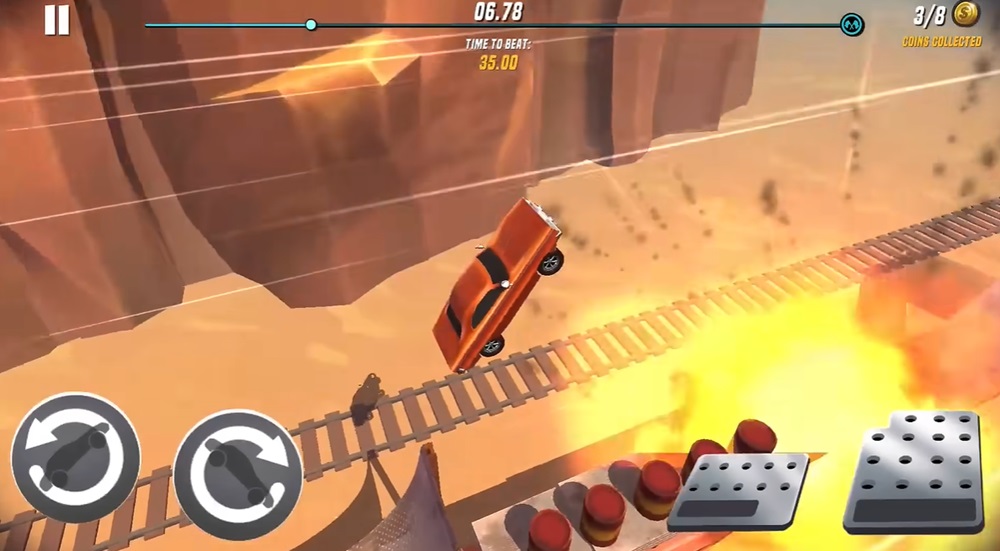 Background music with realistic explosions in Stunt Car Extreme MOD APK