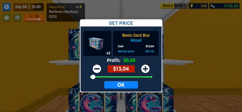 Bán giá đúng thu về lợi nhuận trong TCG Card Store Simulator 3D MOD APK