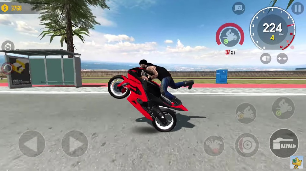 Lái xe trong Xtreme Motorbikes MOD APK với tư thế một chân.