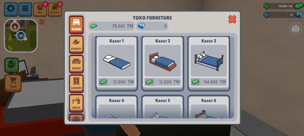 Buy new furniture for your room in Aku Si Juragan Kosan MOD APK