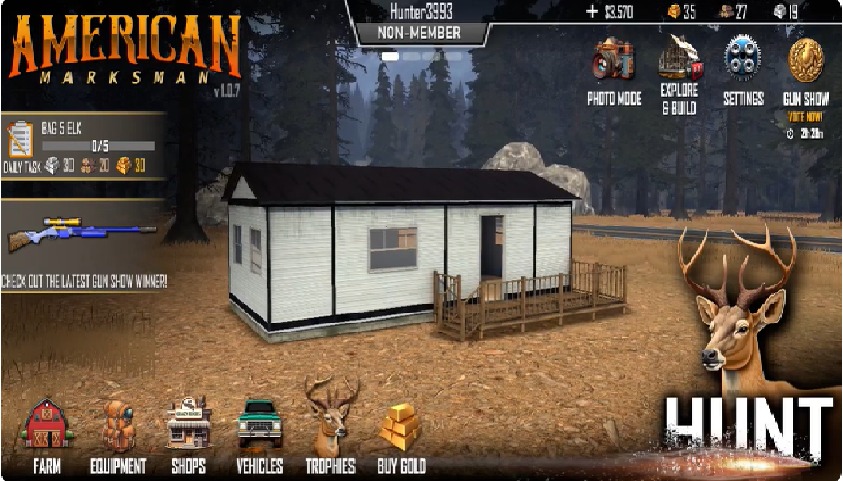 Intuitive and easy to see interface in American Marksman MOD APK