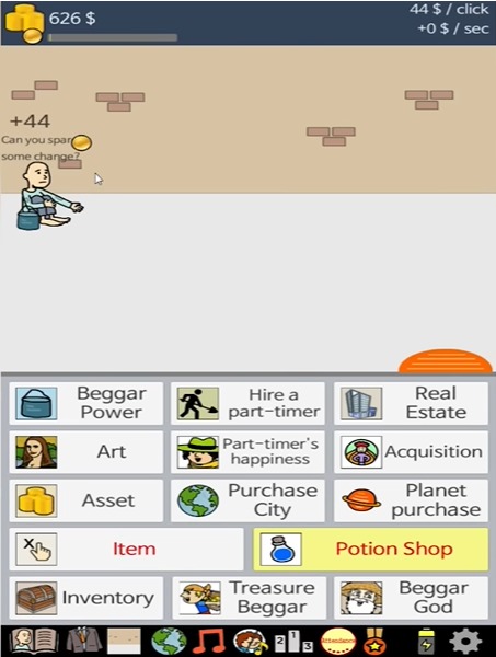 Start from zero in Beggar Life Clicker adventure MOD APK