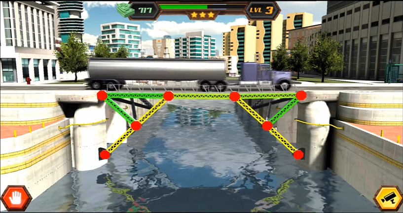 Test the load-bearing capacity of the new bridge in Bridge Construction Simulator MOD APK