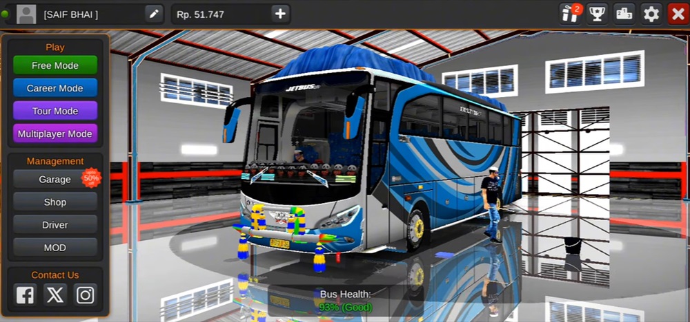 Take the bus to the toilet in Bus Simulator Indonesia MOD APK