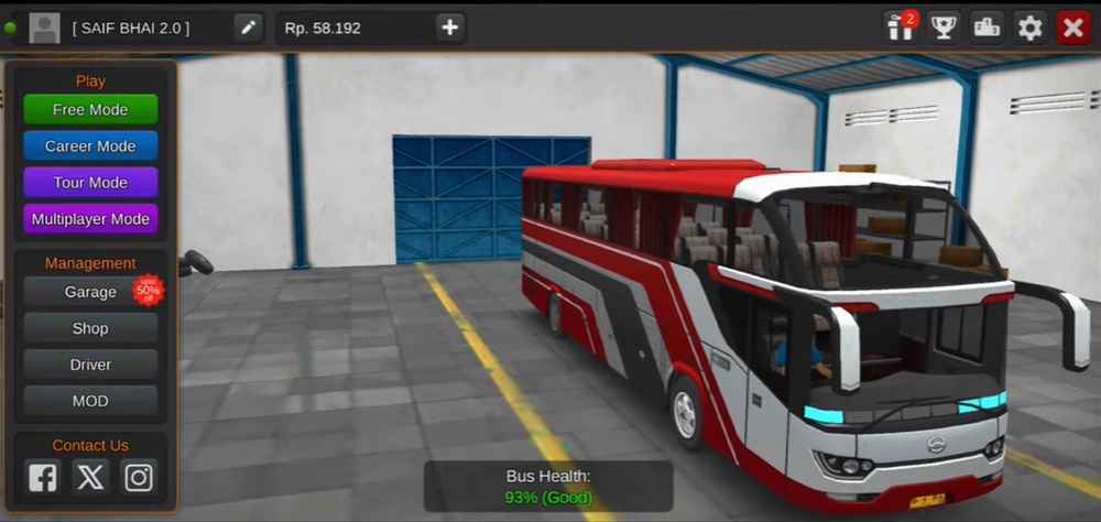 Choose game mode in Bus Simulator Indonesia MOD APK