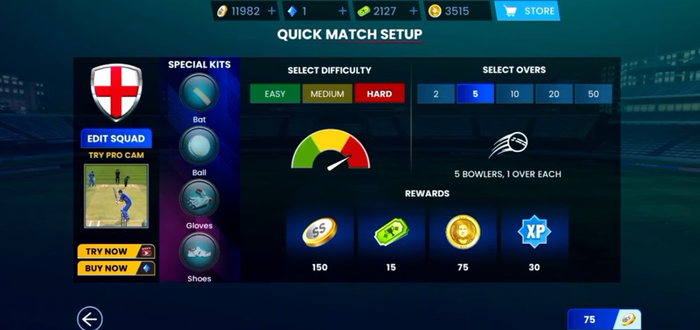 Chỉnh sửa trước khi bắt đầu trận trong  Cricket Game: Sachin Saga Pro MOD APK