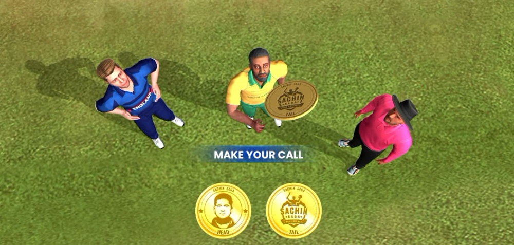 Toss a coin to start the game in Cricket Game: Sachin Saga Pro MOD APK