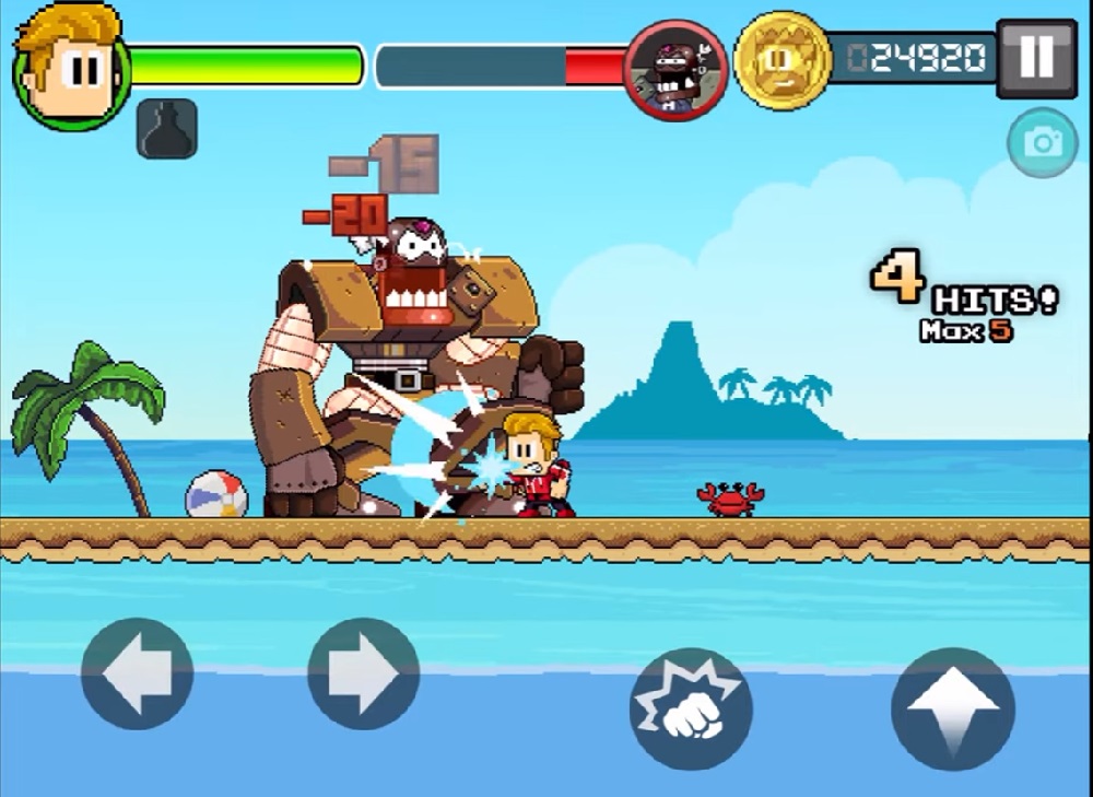 Use consecutive attacks with continuous punching and kicking skills to attack strong enemies in Dan the Man MOD APK.