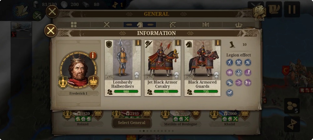 Sở hữu nhiều tướng giỏi trong European War 7: Medieval MOD APK