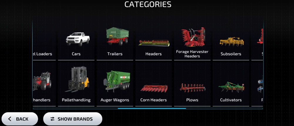 Variety of modern vehicles for farming in Farming Simulator 23 MOD APK