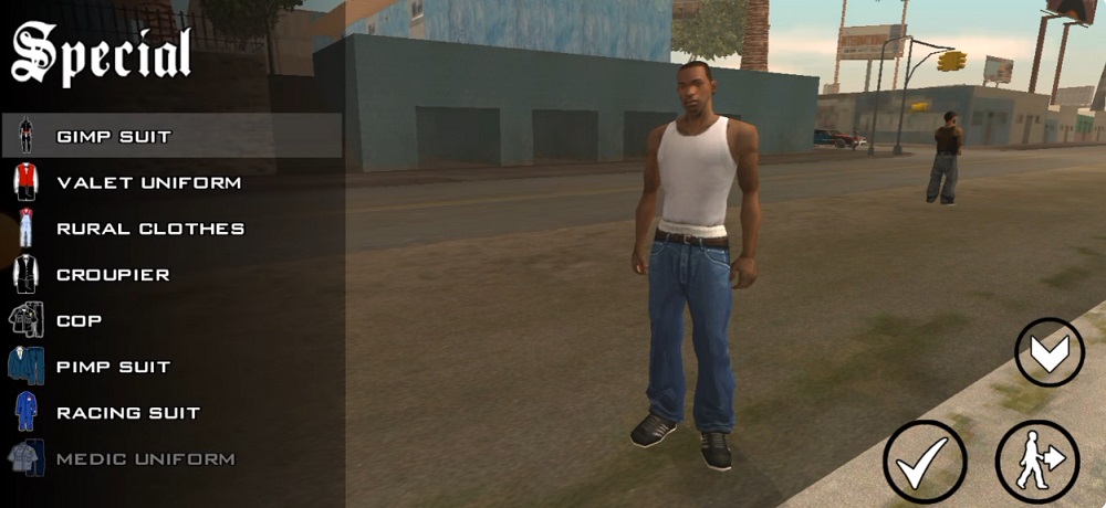 Customize costumes for characters in GTA: San Andreas MOD APK