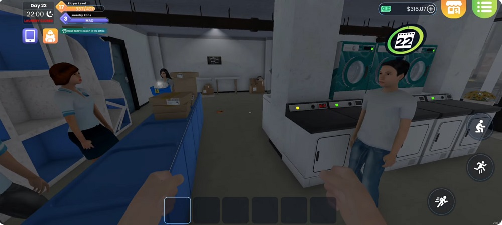 Quản lý nhân viên hợp lý trong Laundry Store Simulator MOD APK