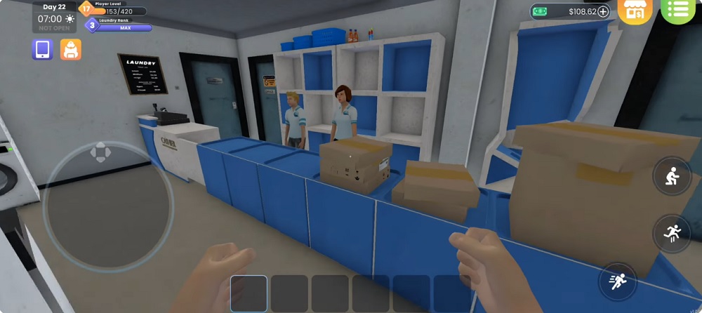 Chọn nhân viên giỏi để làm việc trong Laundry Store Simulator MOD APK