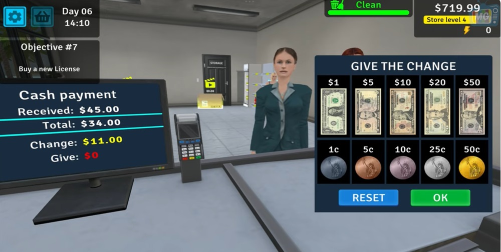 Return Change to Customers in Manage Supermarket Simulator MOD APK