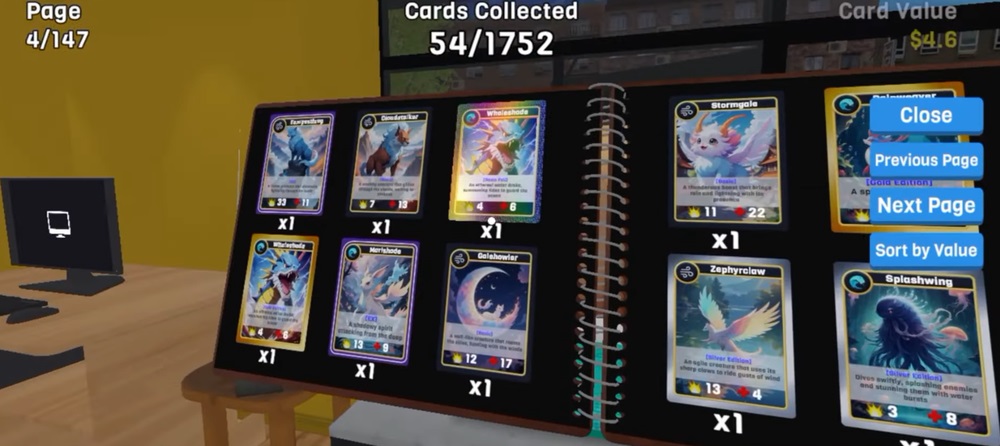 Extremely valuable card collection in Manage TCG Card Mart Simulator MOD APK