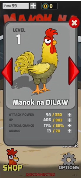 Upgrade chickens to increase their power in Manok Na Pula -Multiplayer MOD APK