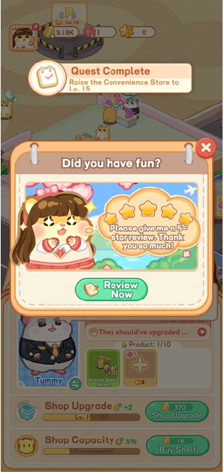 Get feedback from customers to modify sales attitude in My Hamster Story MOD APK