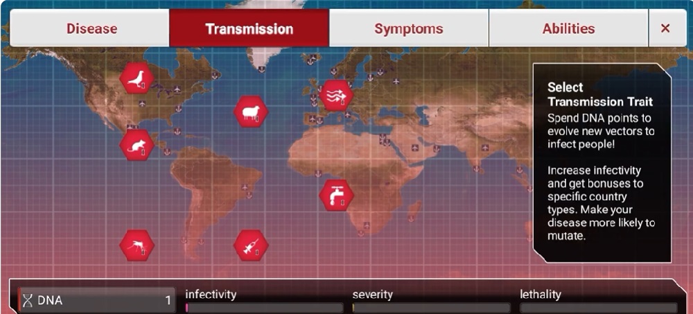 Lựa chọn những đặc điểm, và những khu vực mà virus có thể sống sót trong Plague Inc. MOD APK