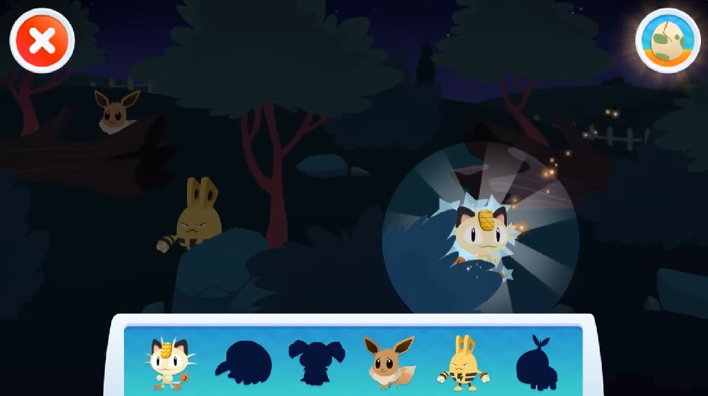 Use the flashlight to find 6 Pokémon in the forest and complete the mission in Pokémon Playhouse MOD APK.